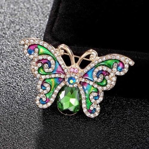 Fashion womens Green Enamel Butterfly brooches jewelry for women Kids girls christmas Gifts Pin brooch jewelry Hats broches
