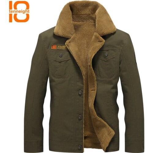 TENNEIGHT Winter Bomber Jacket Men Warm fur collar Army tactical Jacket Male Air Force Pilot MA1 Jacket Outdoor hiking jacket