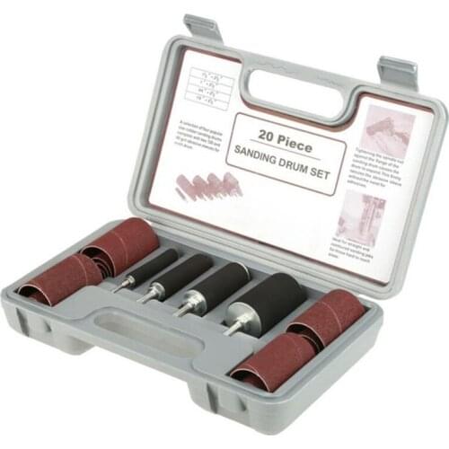 20pcs/set Drum Sander Dremel Kit Sander Tool Spindle Sanding Drum Dremel Accessories with Case For Press Knife Sharpening