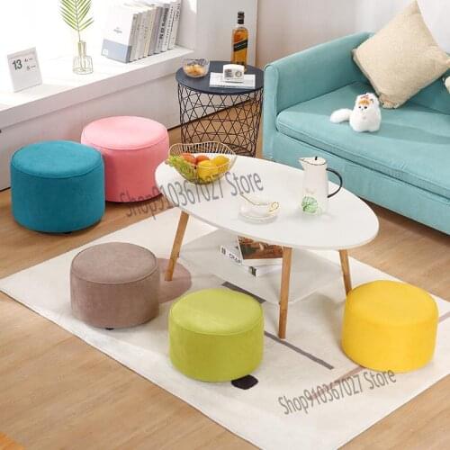 Small Stool Home Ins Net Red Fabric Sofa Stool Solid Wood Low Stool Living Room Shoe Changing Stool Nordic Creative Small Bench