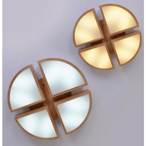 Solid Wooden Romantic flower clover A1 childrens room bedroom living room ceiling light round wood simple lamps ZH MZ46