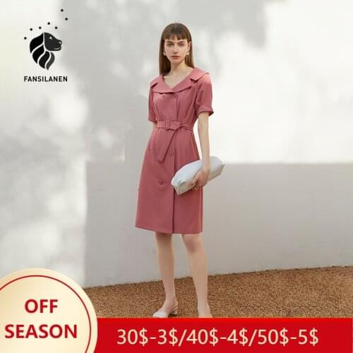 FANSILANEN Office Lady Black Suit Dress Women Summer 2021 New Design Sense Niche Senior Professional Button High Waist Dress