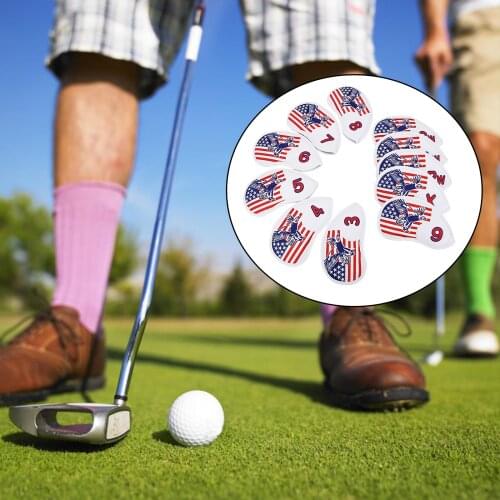 Portable PU Leather Golf Iron Head Covers Unisex Number Printing Headcovers Non-Slip Sleeve Protection Fits All Driver Clubs