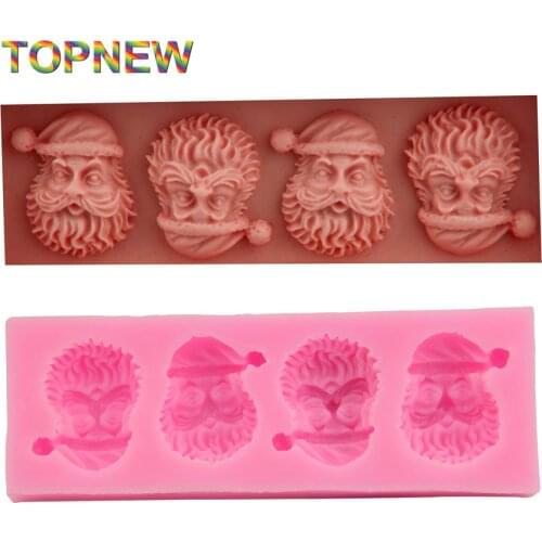 3D Santa Head Portrait shape Silicone Molds Fondant Chocolate Candy moulds Cake Decorating Tools C1867