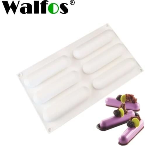 Walfos 3D Long Strip Silione Molds for Mousse Cake Silicone Baking Molds French Dessert Silicone Gel Molds DIY Baking Tools