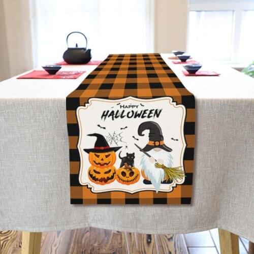 Halloween Pumpkin Table Runner Table Coffee Table Tablecloth Simple Decoration Lattice Table Runner 46*183cm