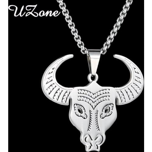 Uzone Trendy Sliver Bull Hip Hop Pendant Stainless Steel Statement Necklace For Men Cool Jewelry Cabeza De Toro