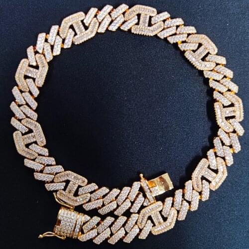 Hip Hop Prong Setting AAA CZ Stone Bling Iced Out 3:1 Square Cuban Miami Link Chain Chokers Necklaces for Men Rapper Jewelry