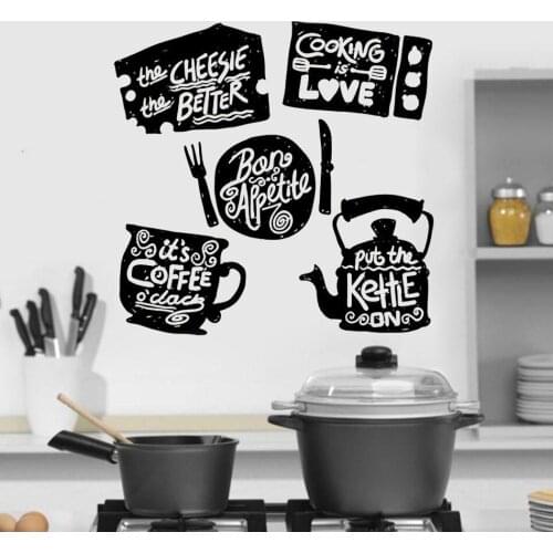 Cutting Wall Sticker Kitchen Dapur Decal Cafe Rumah Ruang Makan Decor Vinyl Western Restaurant Mural Art Decoration Decal HY504