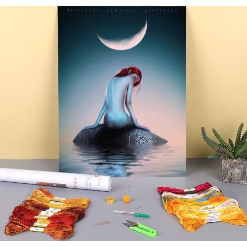 Woman Girl Printed 11CT Cross-Stitch Embroidery Complete Kit DMC Threads Handiwork Craft Needlework Painting Magic Design