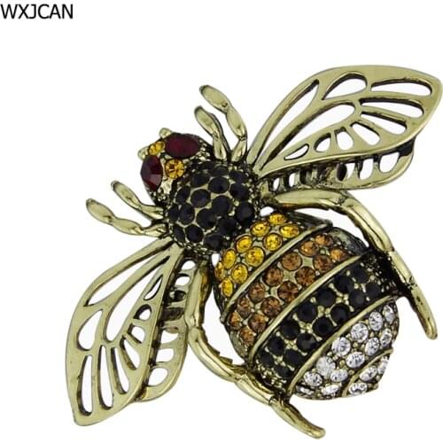 WXJCAN 4 Styles metal inlay rhinestone bee brooches for women ladies brooches Insect brooch pendant dual use Size 50mm*35mm