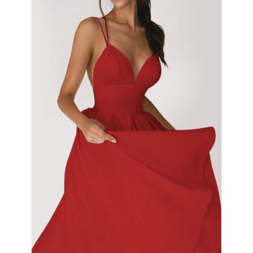 Formal Dress Deep V Neck Spaghetti Strap Off Shoulder Maxi Dresses Large Hem Women Midi Dress for Banquet/Party robe longue