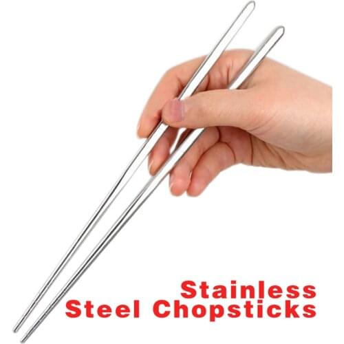 1 Pair Stainless Steel Chopsticks Non-slip Reusable Chopstick Home Kitchen Food Sticks sushi палочки для еды