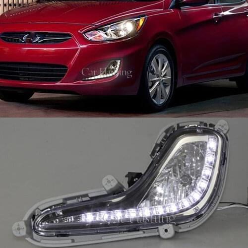 2PCS For Hyundai Accent Solaris 2010 2011 2012 2013 LED Daytime Running Light Fog Light DRL Xenon Lamp fog lamp cover daylight