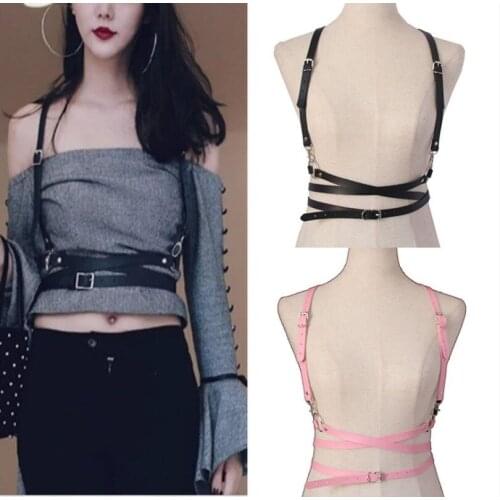 1PC Retro Punk Strap Girdle Sexy Women Handmade Belt Decorative Shirt Dress PU leather Smooth Buckle Vest Harness Belt For Women