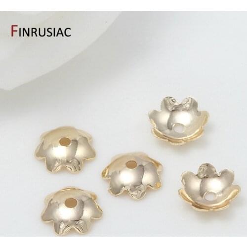 14k gold plated brass metal 7 Types small thin flower beads cap for diy jewelry making bead caps accessories