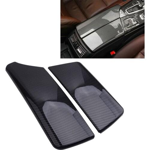 2Pcs Carbon Fiber Texture Console Armrest Box Cover Trim fit for BMW 5 Series F10 2011-2016