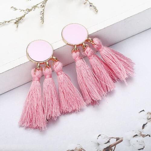 2019 Hot Bohemian Fringe Long Multilayer Tassel Earrings For Women Fashion Jewelry Dangle Silk Fabric Ethnic Long Drop Earrings