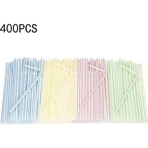 400pcs Plastic Drinking Straws 8 Inches Long Multi-Colored Striped Bedable Disposable Straws Party Multi Colored Rainbow Straw