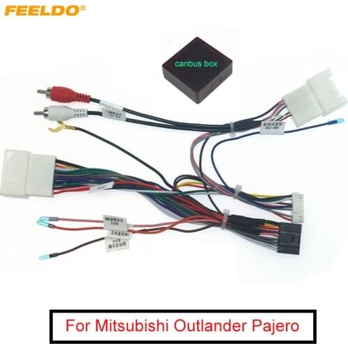 FEELDO Car 16pin Audio Wiring Harness With Canbus Box For Mitsubishi Outlander Pajero Stereo Installation Wire Adapter
