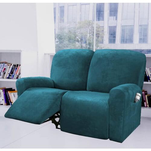 Velvet Plush 2 Seater Recliner Cover All-Inclusive Relax Sofa Slipcover Recliner Chair Cover Elastic Couch Loungers Cover