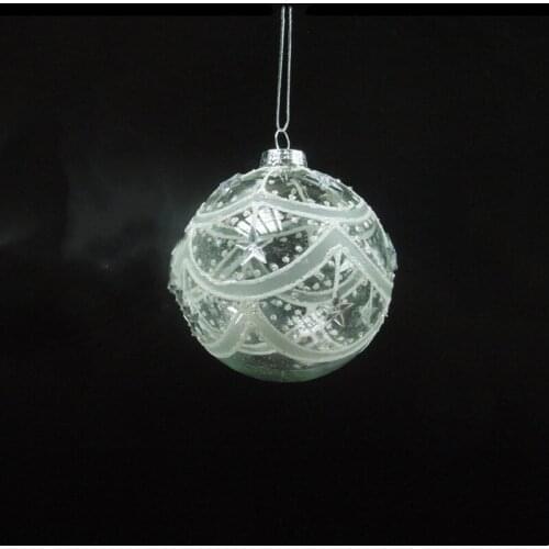 2pcs/pack Diameter=8cm Silver Series Christmas Decoration Glass Globe Lamp Blown Handmade Hanging Pendant Tree Ornament