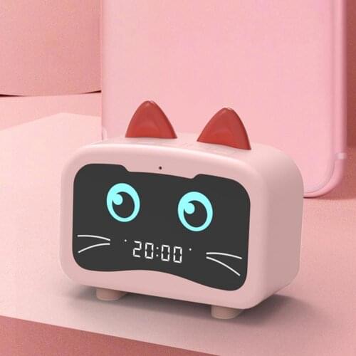 Cartoon Cat Shape Bluetooth Speakers Bluetooth5.0 Alarm Clock Speaker Digital Display Subwoofer Music Player Bluetooth Speakers