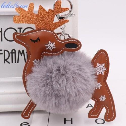 Deer key chain imitation rabbit hair plush Christmas gift pendant Plush Keychains