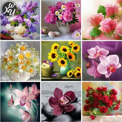 Diamond Mosaic Flower 5D Diamond Painting Kits for Adults Daisy Full Square Round Rhinestones Handicraft Diamond Art Home Decor