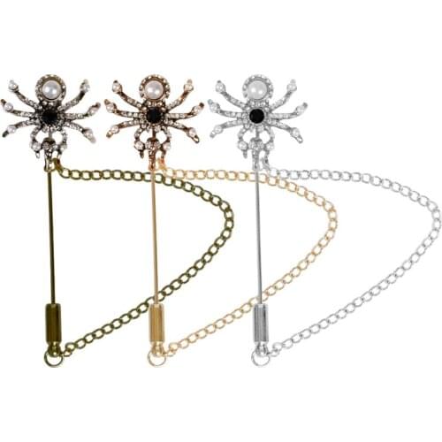 Retro Animal Spider Brooches For Women Inlaid Rhinestones One Word Pin Men And Women Clothes Accessories Female Jewelry Gifts