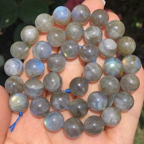 AAA Natural Gray Labradorite Stone Beads Round Loose Spacer Beads for Jewelry Making Moonstone Diy Bracelet Necklace 6/8/10mm
