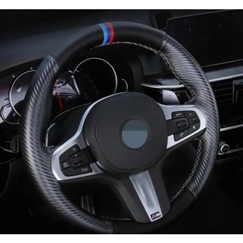 Black Carbon Fiber Leather Car Steering Wheel Cover For BMW M Sport G30 G31 G32 G20 G21 G14 G15 G16 X3 G01 X4 G02 X5 G05