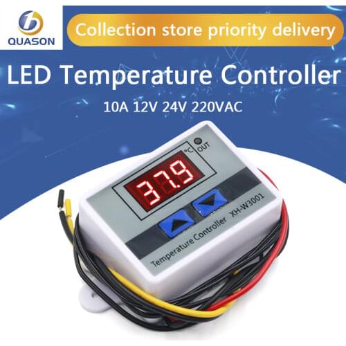 10A 12V 24V 220VAC Digital LED Temperature Controller XH-W3001 For Incubator Cooling Heating Switch Thermostat NTC Sensor