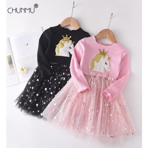 Infant Kids Dresses For Girls Autumn Starry Sky Dress Casual Long Sleeve Baby Girls Birthday Party Dress Kids Clothes