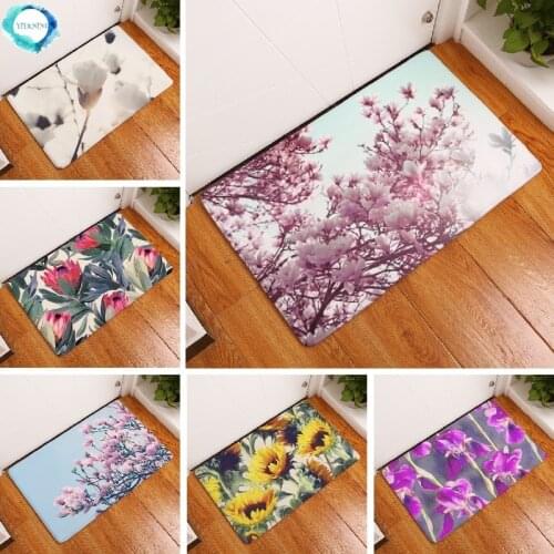 Bath Mat Flower Printed Mat 40x60cm Toilet Carpet Absorbent Shower Bathroom Mat Outdoor Rugs Doormat Kitchen Floor Mat Wholesale