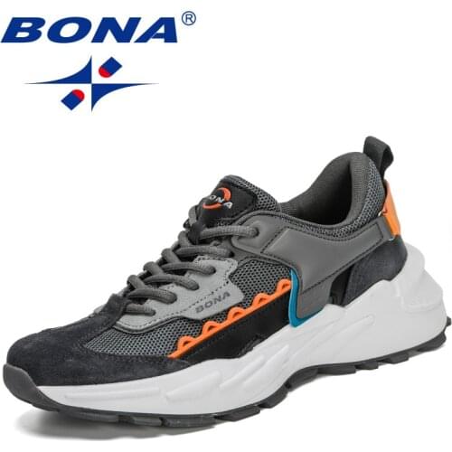 BONA 2021 New Designers Classics Sneakers Men Comfy Light Shoes Man Breathable Soft Leisure Footwear Mansculino Walking Shoes