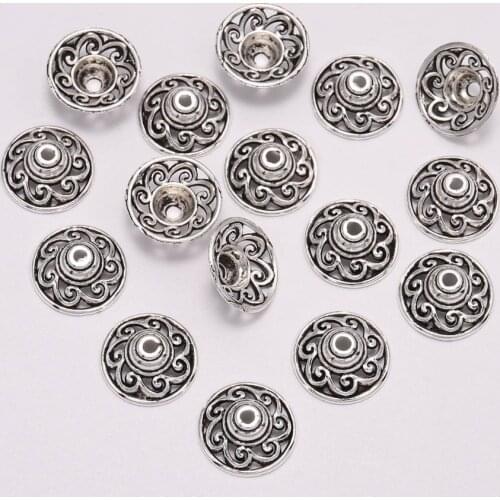 20pcs/Lot 14.5mm Tibetan Antique Round Sun Flower Loose Sparer End Beads Caps For DIY Jewelry Making Findings Accessories
