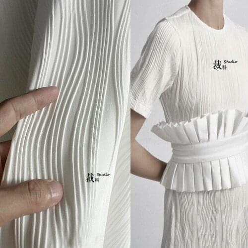 Line Texture Elastic Three-Dimensional Stripes Designer Fabric High-End Womens Clothing Original Creative Fashion Fabric