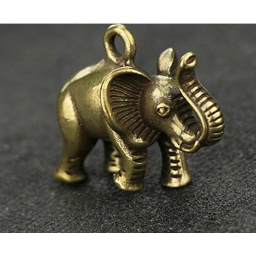 Mini Cute Brass Elephant Small Statue Desktop Drnaments Hooks Home Office Decorative Ornament Creative Brass elephant Key Chain