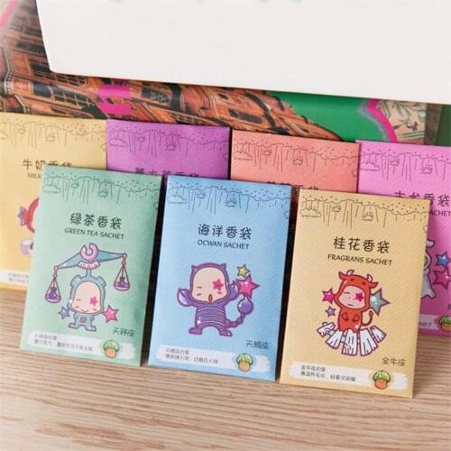 12pcs Aromatherapy Natural Smell Incense Wardrobe Sachet Set Air Fresh Scent Bag Perfume Vanilla Sachets Paper Bag Random Sent