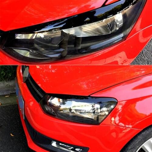 2Pcs Car New Polo Headlight Lamp Eyebrow Eyelid Trim Cover For VW Polo Mk5 6R 6C 2010 2011 2012 2013 2014 2015 2016 2017