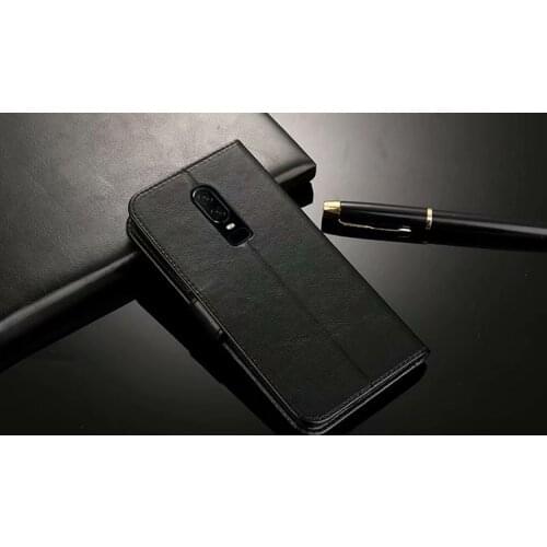 100pcs/lot New Book Wallet Leather PU+TPU Cover Case For Oneplus6 1+6