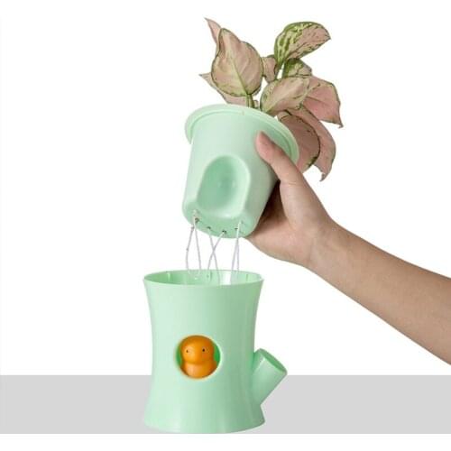 D08D Solid Color Stump Squirrel Self Watering Plant Pot for Indoor Plants Water Absorption Flowerpot Plants Flowers Home and