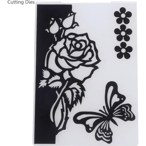 Rose Flower Butterfly Shaped Plastic Embossing Folders For Diy Scrapbooking Photo Album Card Making Template Stamp Crafts