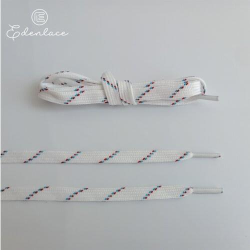 Flat Double-deck Polyster Blue-red Line Shoelaces Cotton Sneakers Shoelace Kids Shoes Bootlace White With Two-tone Shoestring