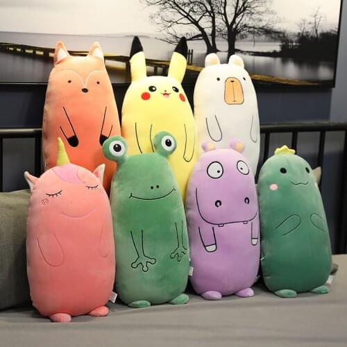 55/70/90cm Plush Dinosaur Unicorn Frog Fox Hippo Toys Kawaii Pillow Soft Stuffed Animal Dolls Soft Cushion Plush Toys Girl Gift