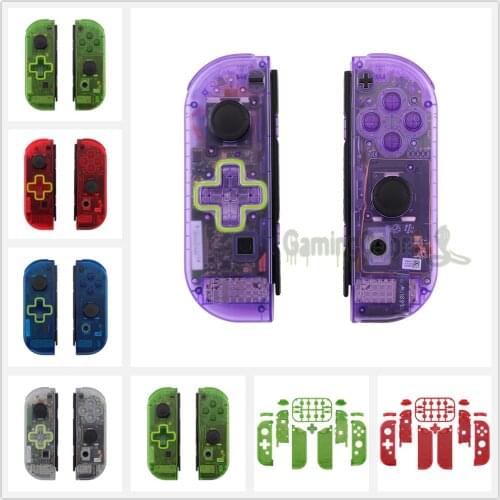 EXtremeRate Custom Transparent Controller Housing (D-Pad Version) with Full Set Buttons Replacement Shell for NS Switch JoyCon