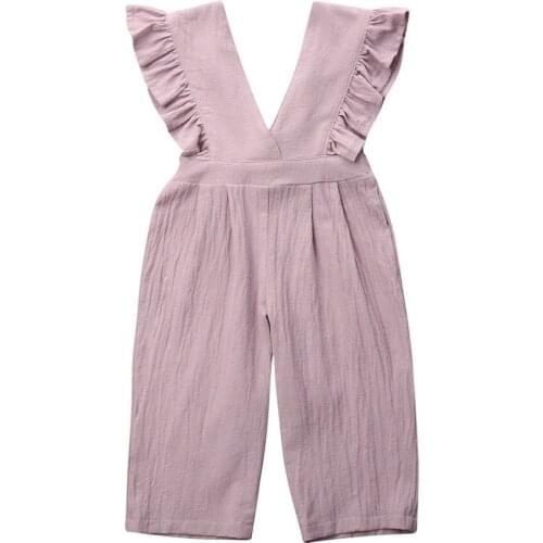 Pudcoco 1-6Y Summer Baby Girls Clothing Kids Rompers Infant Baby V neck Ruffle One Pieces Jumpsuit Toddler Playsuit Outfits