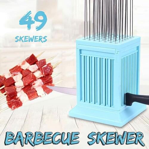 Hot BBQ 49 Holes Meat Skewer Kebab Maker Box Machine Beef Meat Maker Meat Kabobs Maker For BBQ Barbecue Skewer Kitchen Accessory