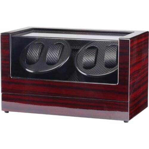 Auto Wooden Watch Winder Storage Box Winder Shaker Case Transparent Cover Wristwatch Box Single/Double Head Motor with US Plug